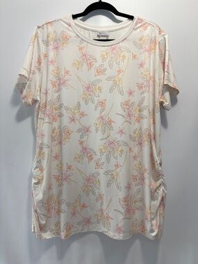 Columbia omniwick Cream Tshirt hiking with Pink & Yellow Floral women XL-XXL